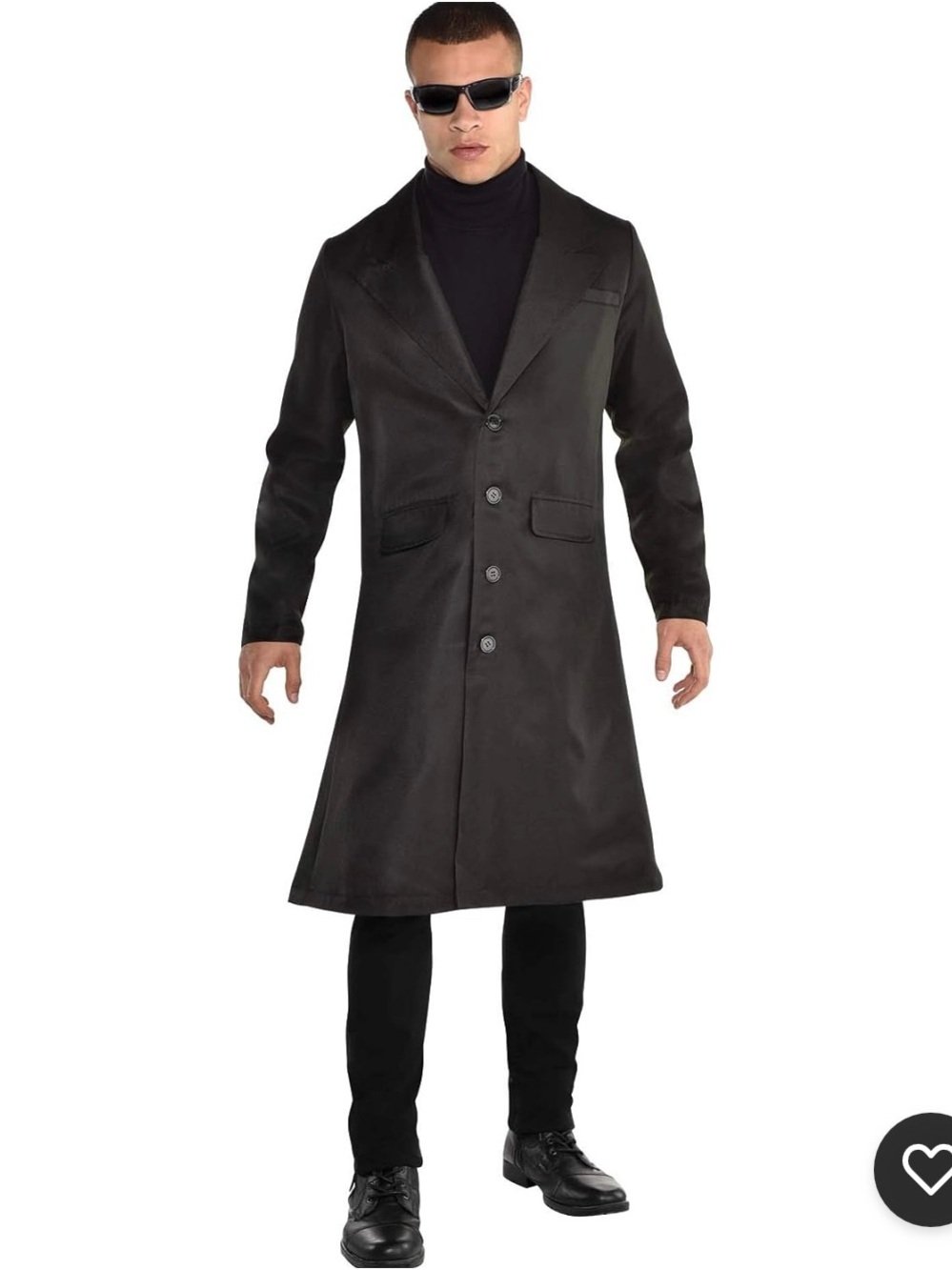 Men's Black Single-Breasted Long Trench Coat